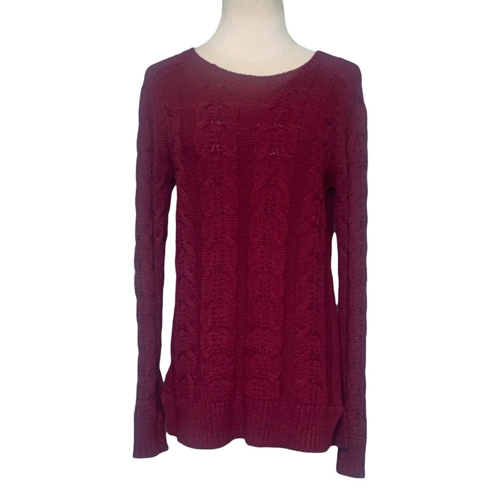 Loft red cable knit long sleeves casual sweater size small